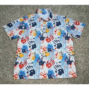 Hreski Polo Shirt Mens XL Golf Paint Splatter Handprints Performance